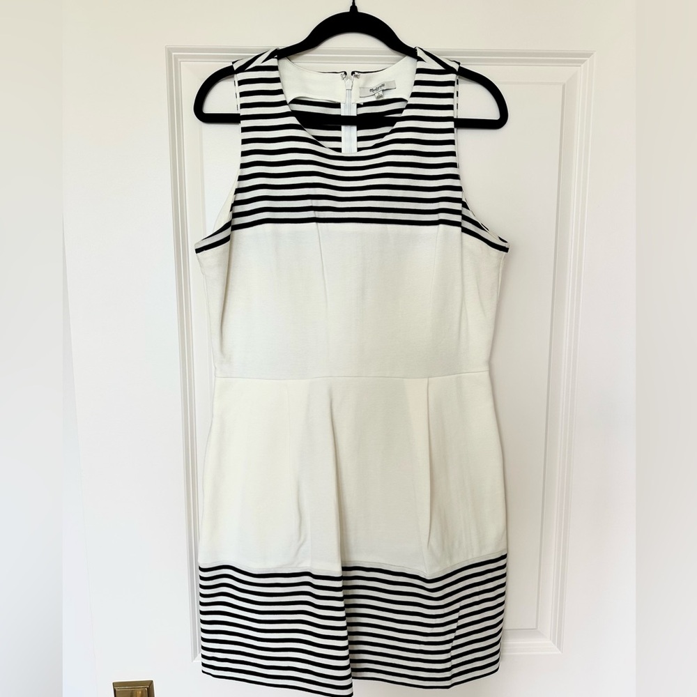 Madewell White and Black Striped Mini Dress